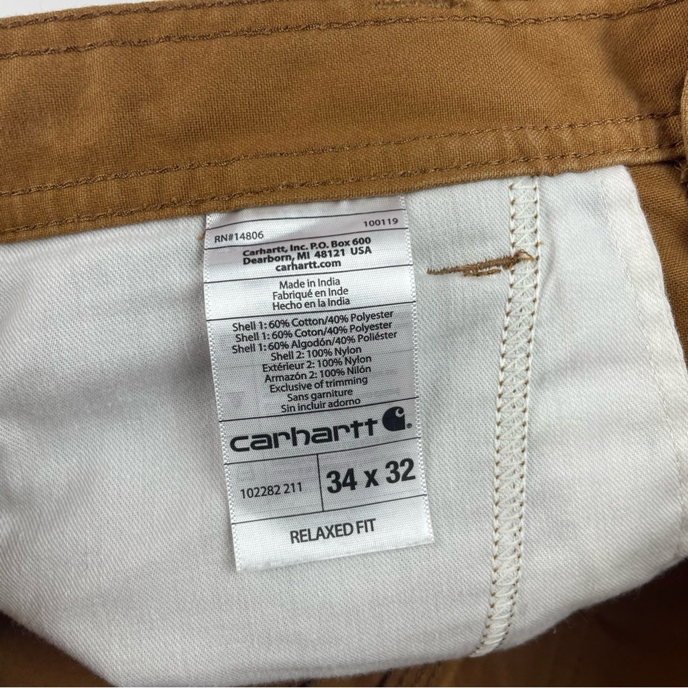 Carhartt Outwork Outhunt Relaxed Fit Tan Brown Outdoor Pants Men size 34x32 - Picture 2 of 7